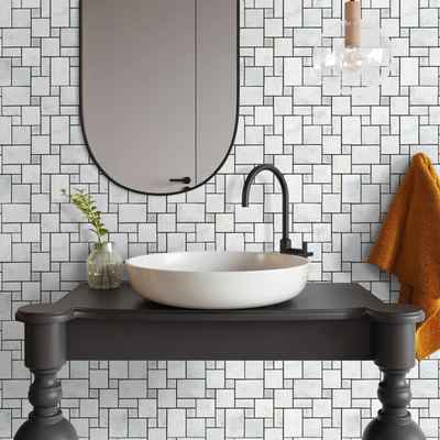 ALI-CAR-WHT-SQA-H with grey grout